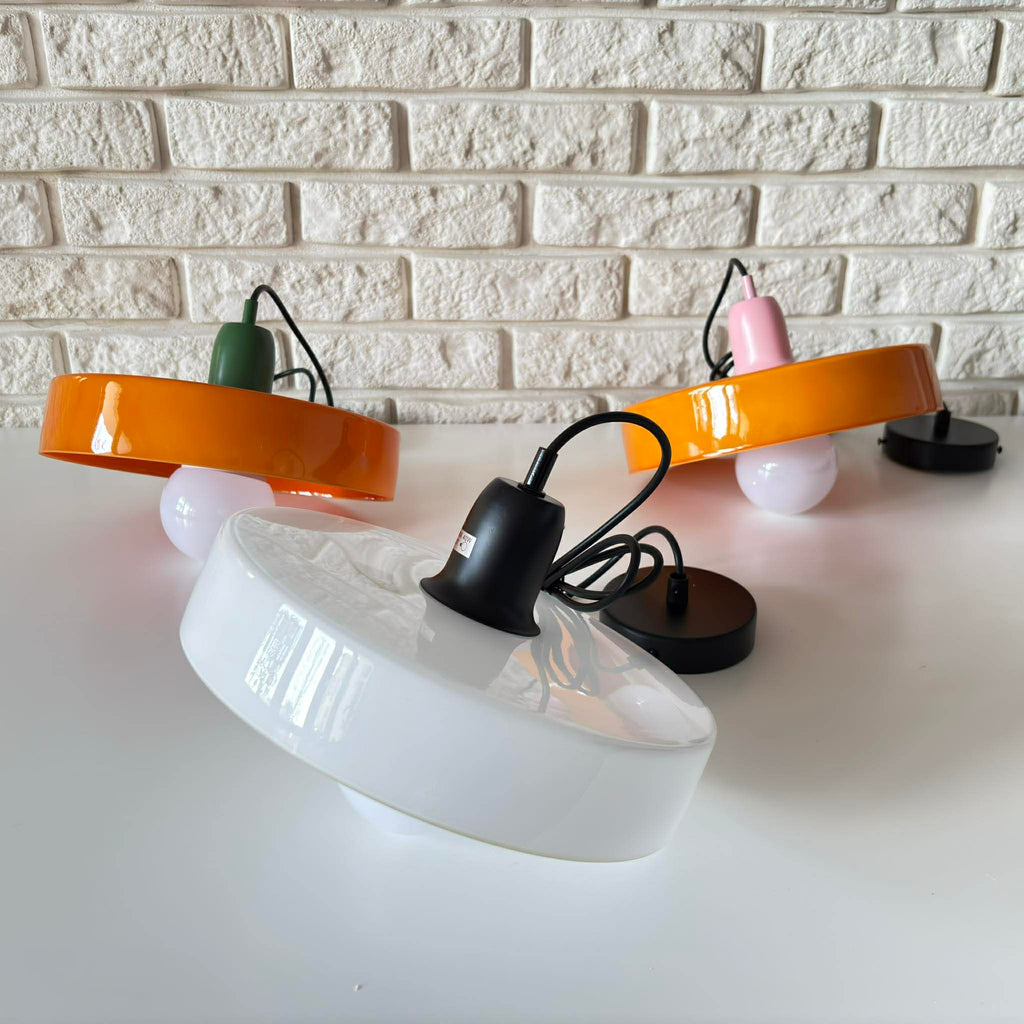 Lampa wisząca UFO szklana loft E27 nowoczesna sufitowa pomarańczowo-różowa