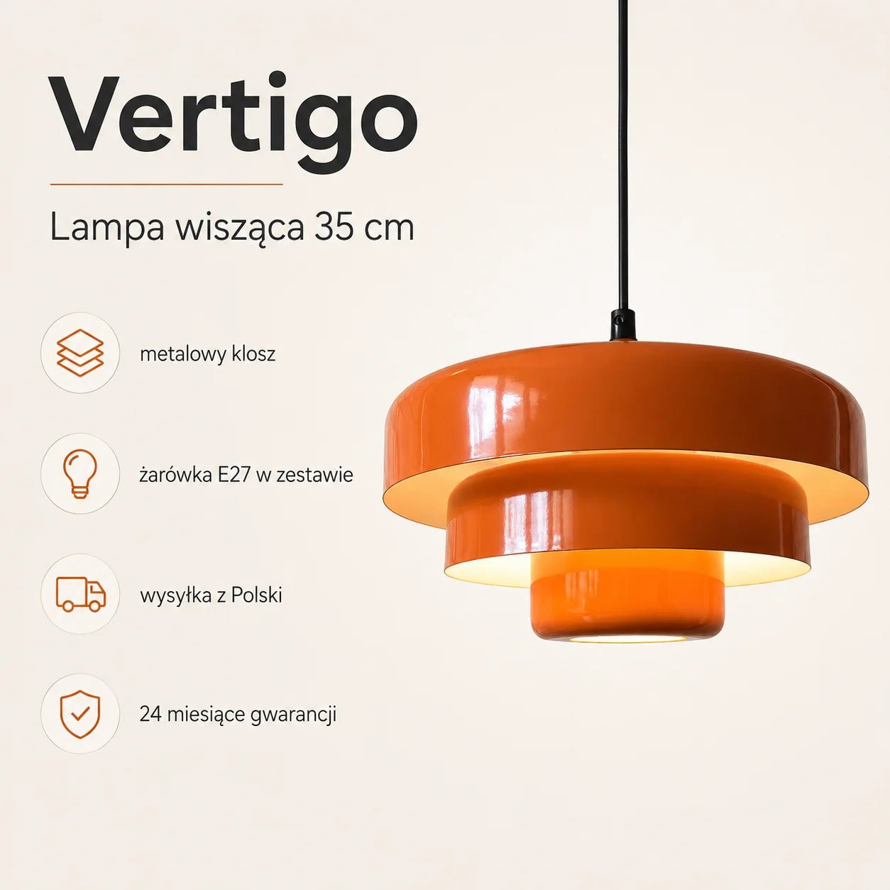 Lampa wisząca Vertigo – Pomarańczowa