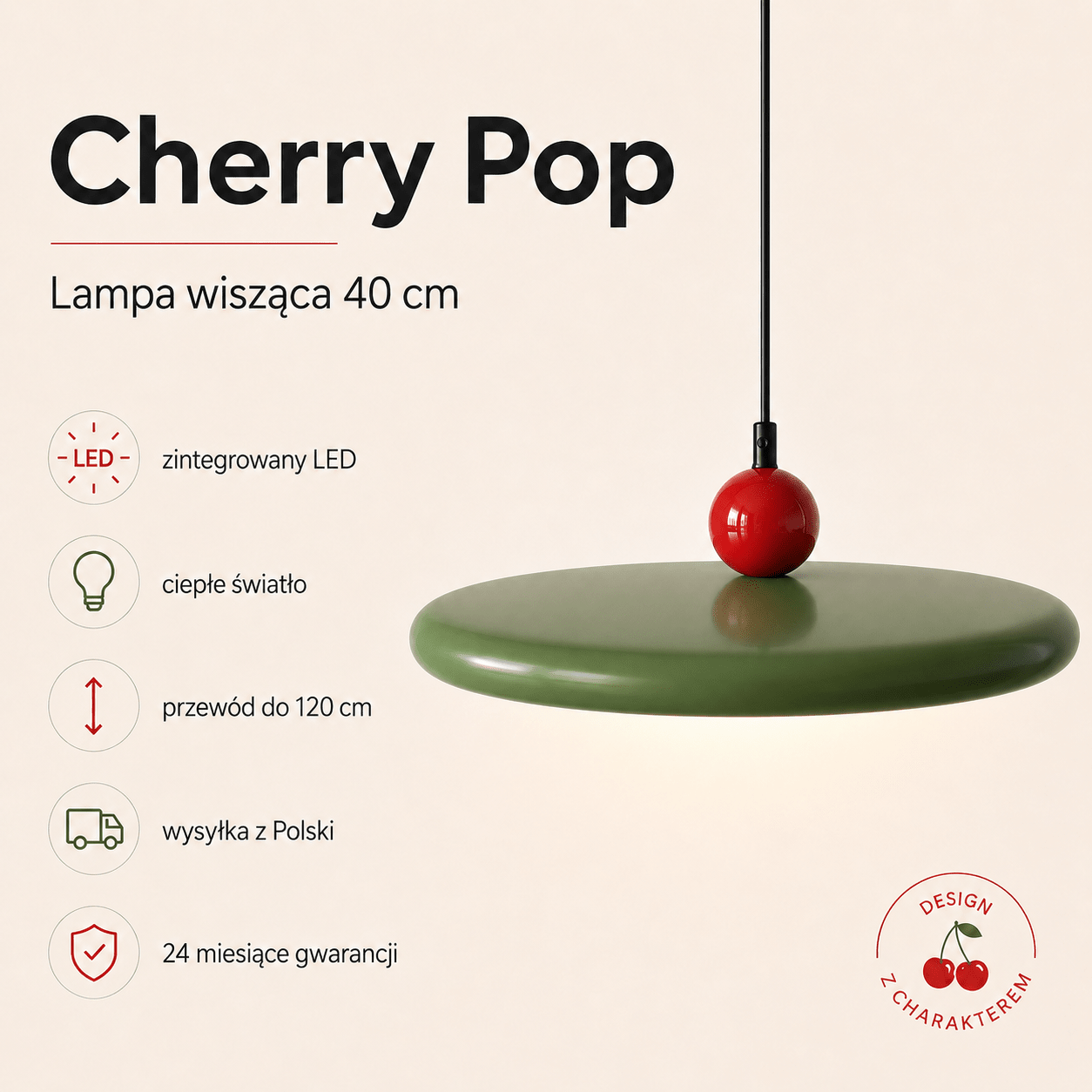 Lampa wisząca Cherry Pop – Zielono-czerwona