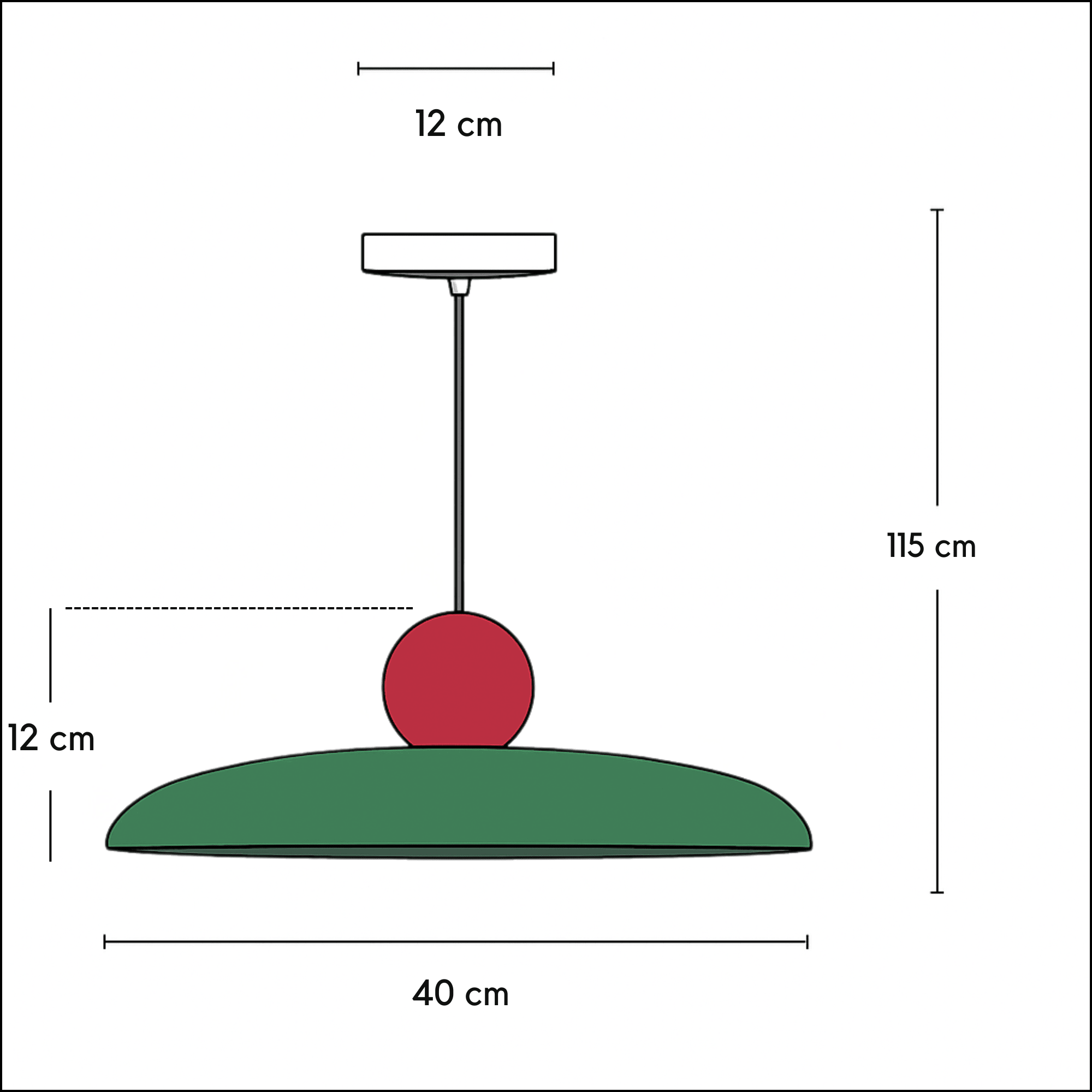 Cherry Pop Lampa Wisząca LED Retro PRL Zielono-Czerwona 40 cm | Vintage | Lumi-lab