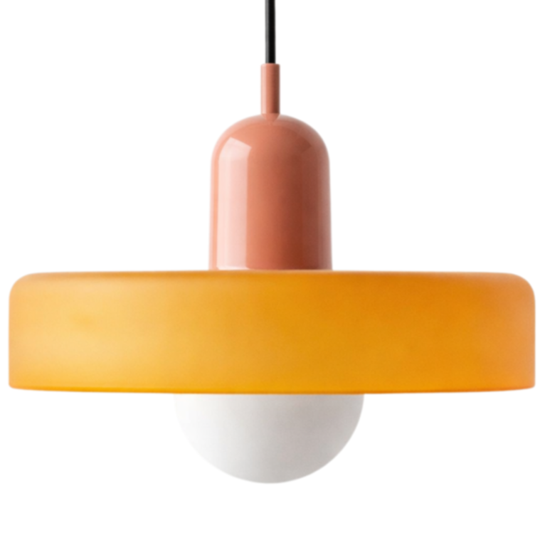 Lampa wisząca UFO szklana loft E27 nowoczesna sufitowa pomarańczowo-różowa