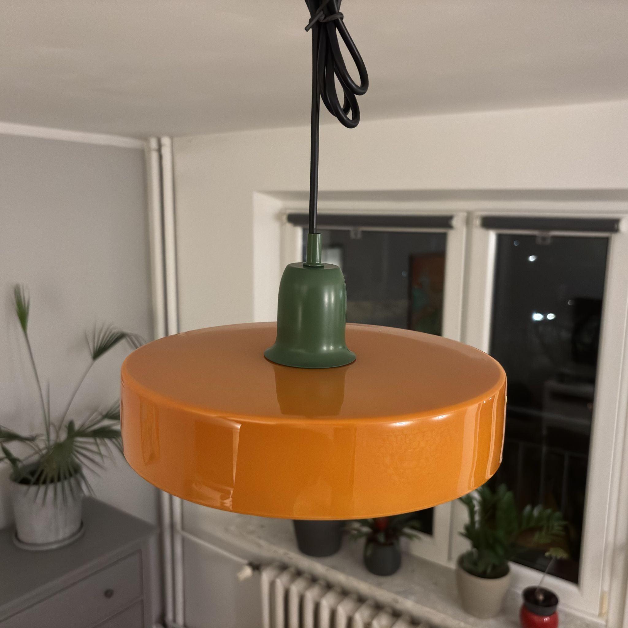 Lampa wisząca UFO szklana loft E27 nowoczesna sufitowa pomarańczowo-zielona