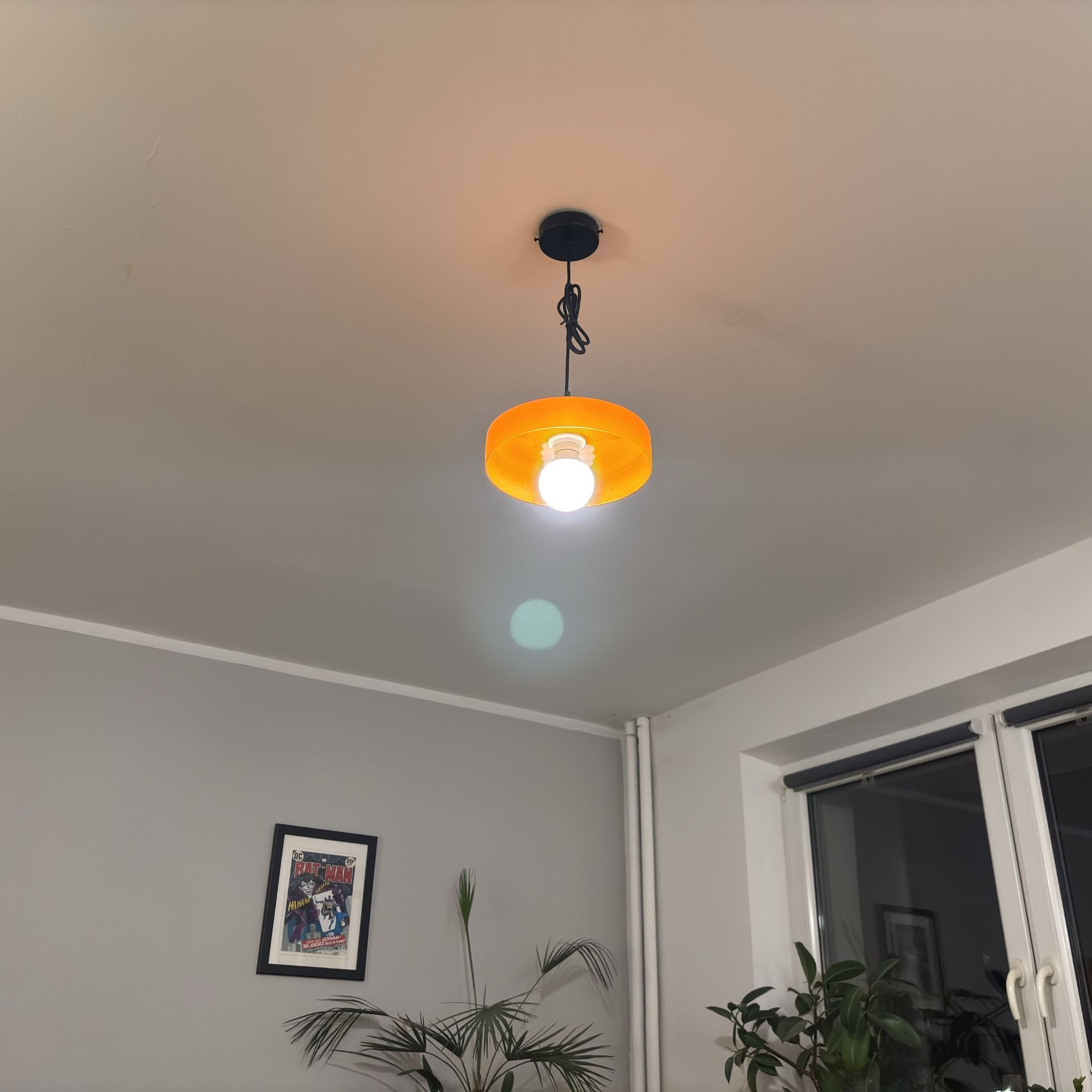 Lampa wisząca UFO szklana loft E27 nowoczesna sufitowa pomarańczowo-zielona