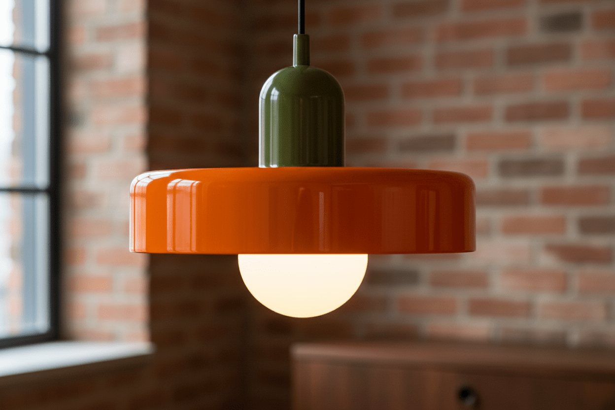 Lampa wisząca UFO szklana loft E27 nowoczesna sufitowa pomarańczowo-zielona