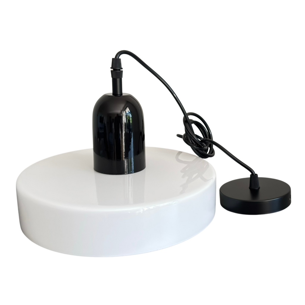 Lampa wisząca UFO szklana loft E27 nowoczesna sufitowa czarno-biała