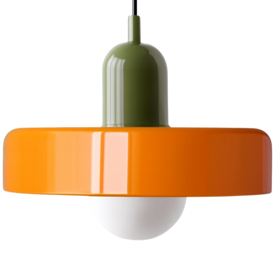 Lampa wisząca UFO szklana loft E27 nowoczesna sufitowa pomarańczowo-zielona