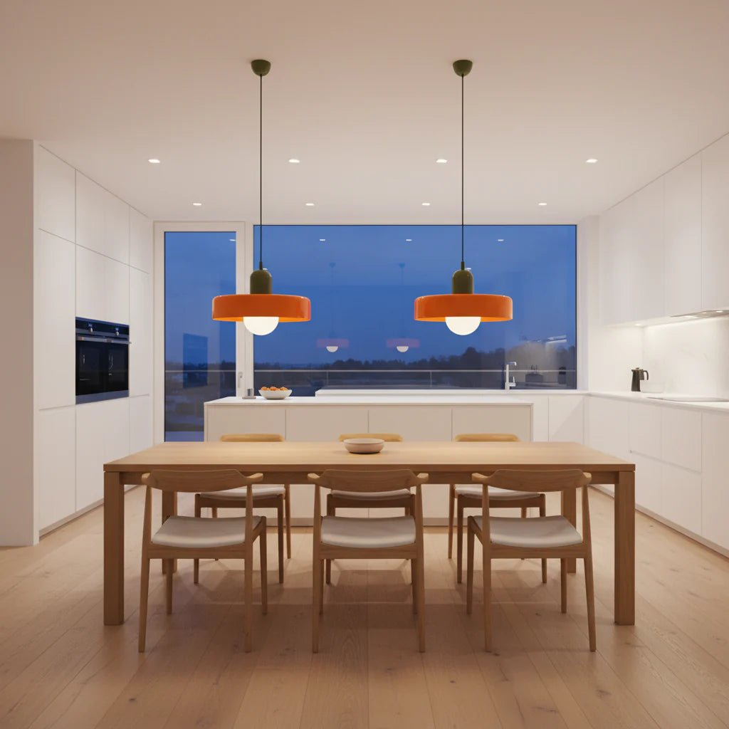 Lampa wisząca UFO szklana loft E27 nowoczesna sufitowa pomarańczowo-zielona